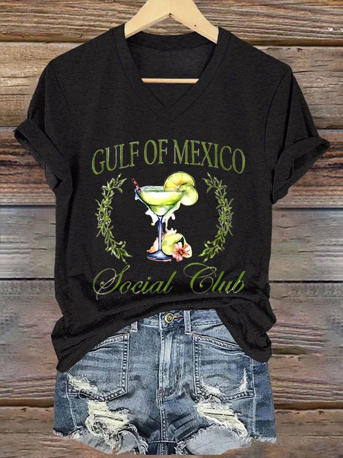 Women's Gulf of Mexico Print V-Neck T-Shirt