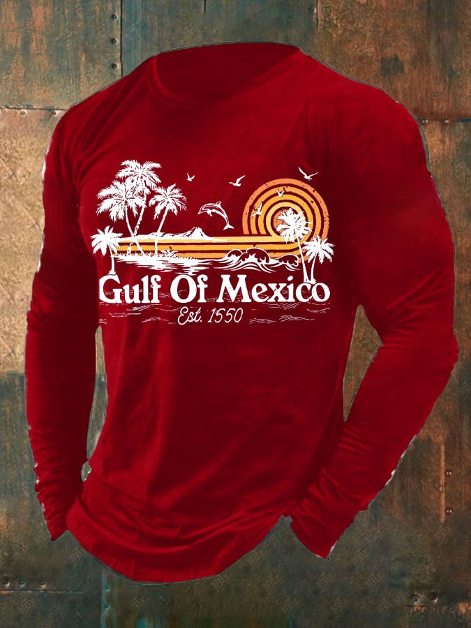 Men's Gulf Of Mexico Print Long Sleeve Top