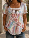 Women'S Pink Floral Breast Cancer Print Top