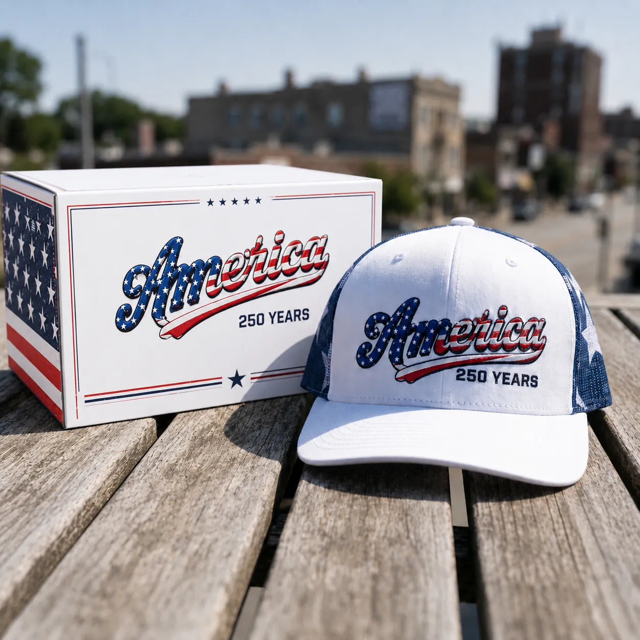 ❤️ 🇺🇸 America 250 Years Patriotic Embroidered Mesh Trucker Cap