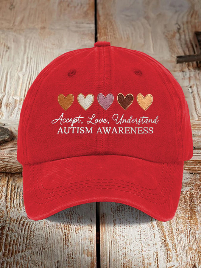 Unisex Accept Love Understand Autism Awareness Print Baseball Cap