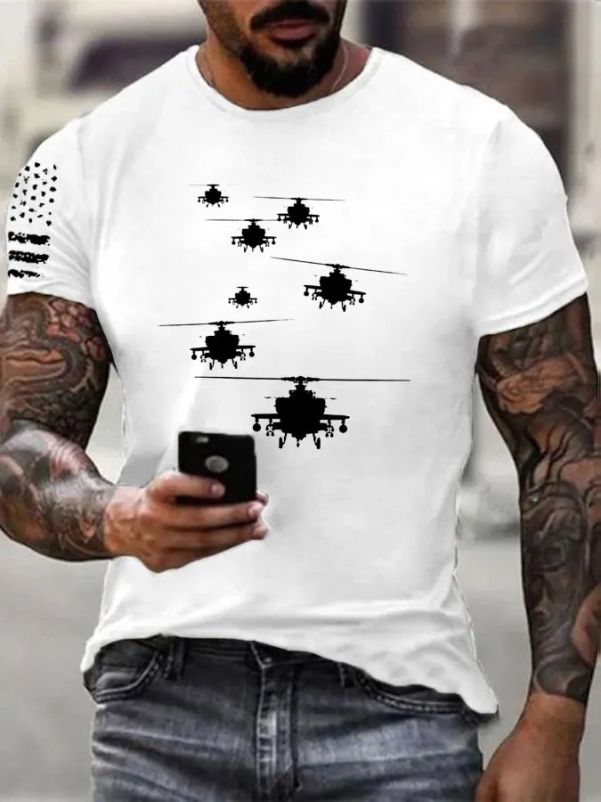 Apachen AH-64 Kampfhubschrauber Pattern 100% Cotton T-Shirt