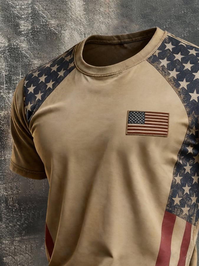 Men's Retro Color-Block Patriot Short-Sleeve T-Shirt
