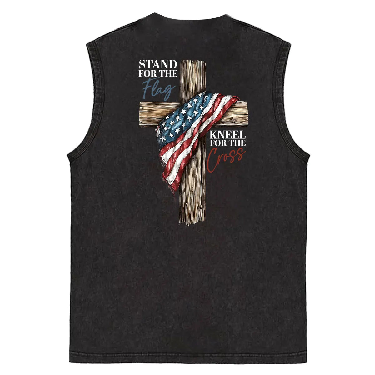 Stand For The Flag Kneel For The Cross Unisex Washed Cotton Sleeveless Tank Tops