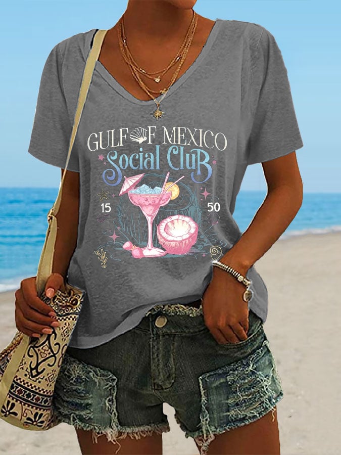Women's Gulf Of Mexico Print Casual T-Shirt