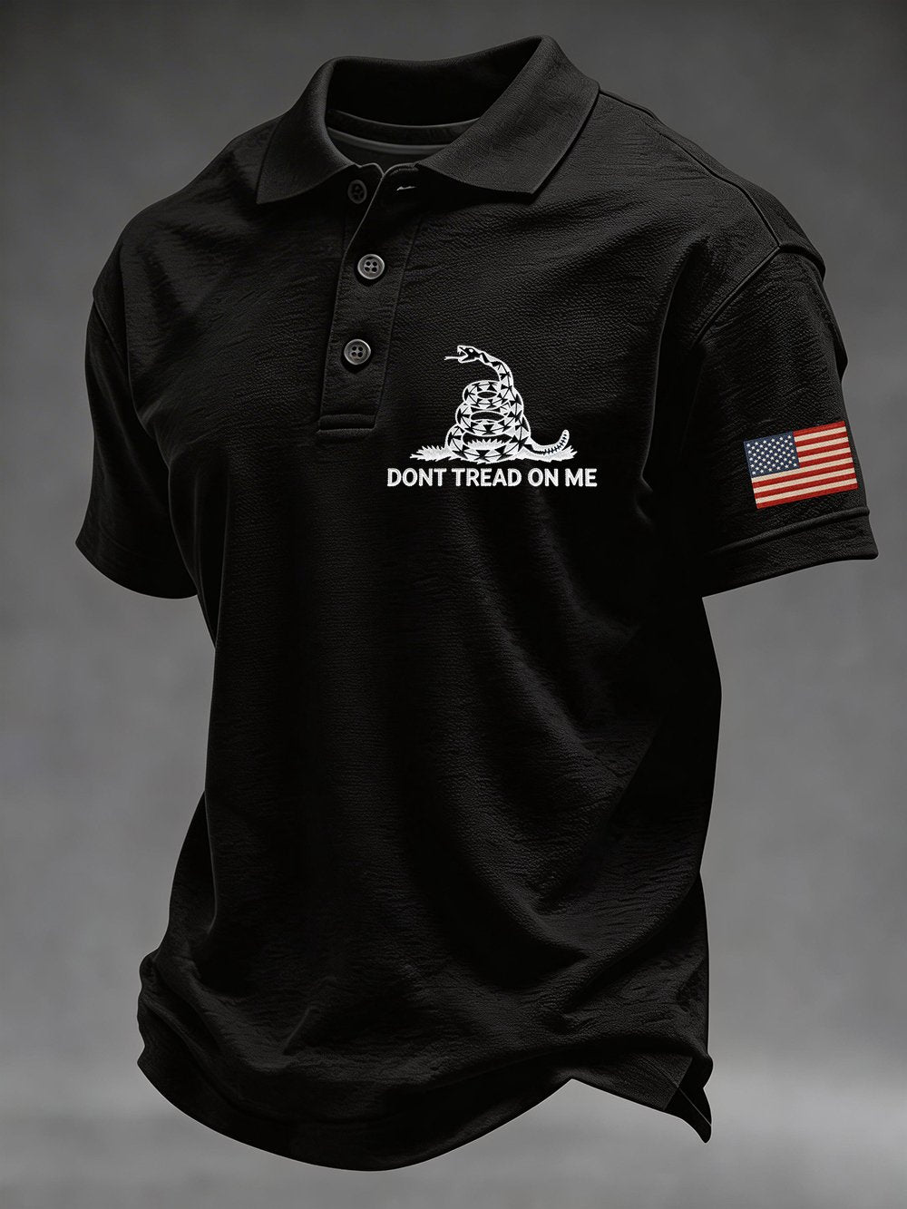 Men's "Don't Tread on Me" Print Casual Short-Sleeve Polo Shirt