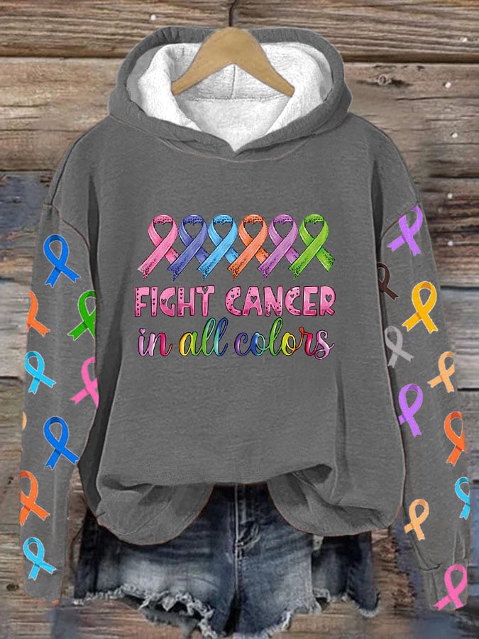 Women's Cancer Awareness Fight Cancer In All Colors Print Sweatshirt