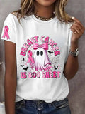 Women's Breast Cancer is Boo Sheet Printed Casual T-Shirt