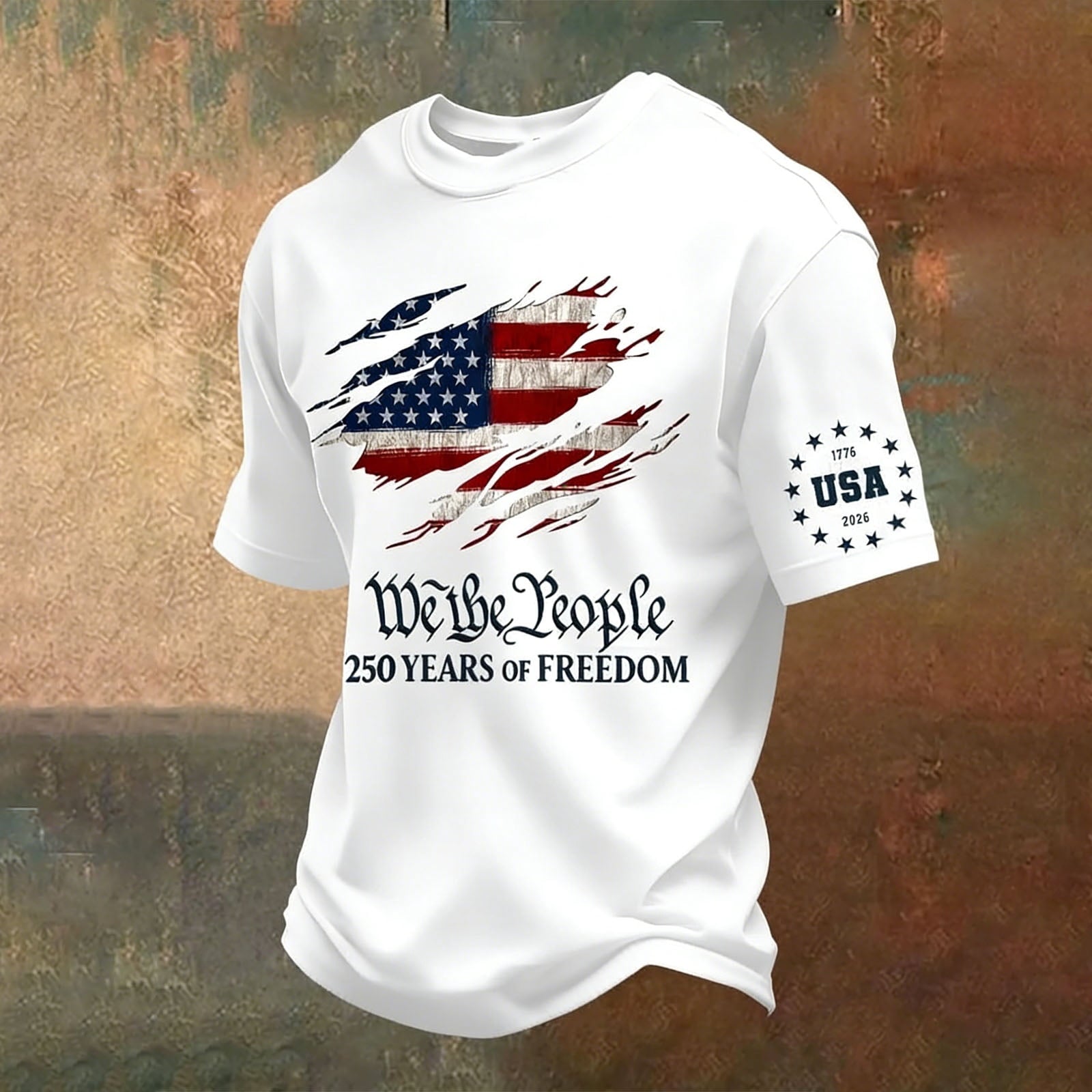 250th Anniversary We The People 250 Years Of Freedom Pattern 100% Cotton T-Shirt