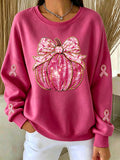 Ladies' Casual Plant Flower Printed Round Neck Sports Shirt