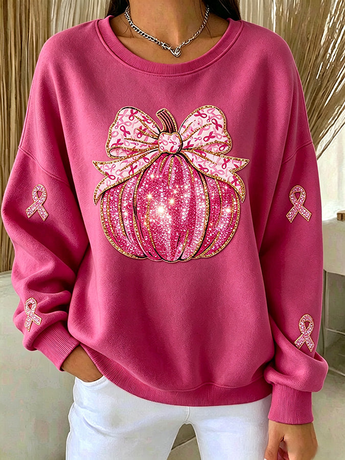 Ladies' Casual Plant Flower Printed Round Neck Sports Shirt