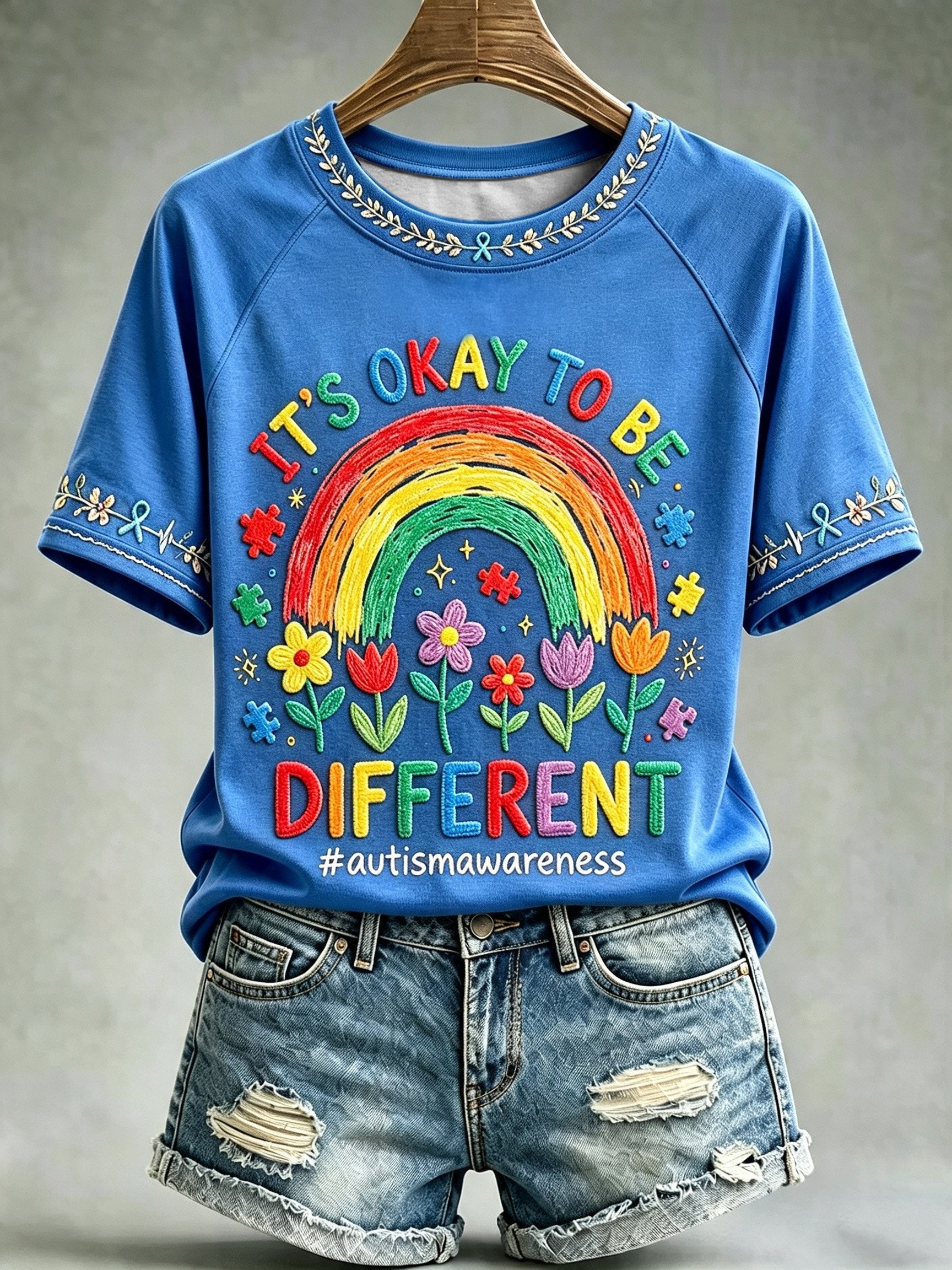 Women's Autism-Themed Casual Print Top