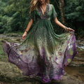 Women's Retro Bohemian Floral Print Dress