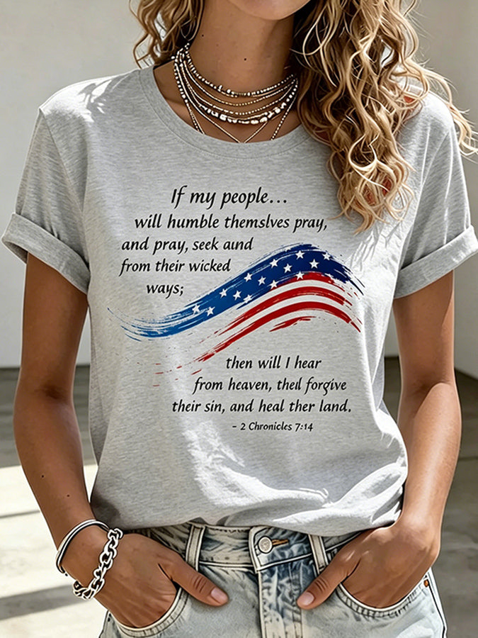 American Women'S 250Th Anniversary Faith Art Printed T-Shirt