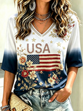 USA Independence Day Printed Casual Women'S T-Shirt