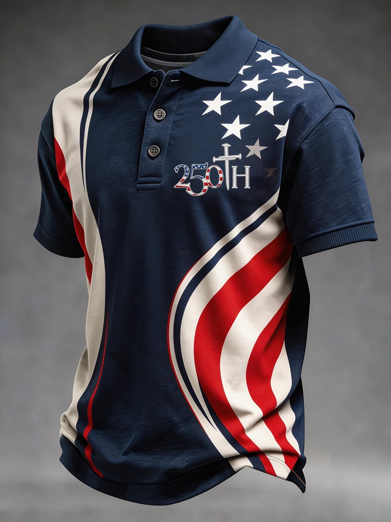 Men's 250th Anniversary of the USA Creative Print Short-Sleeve Polo Shirt