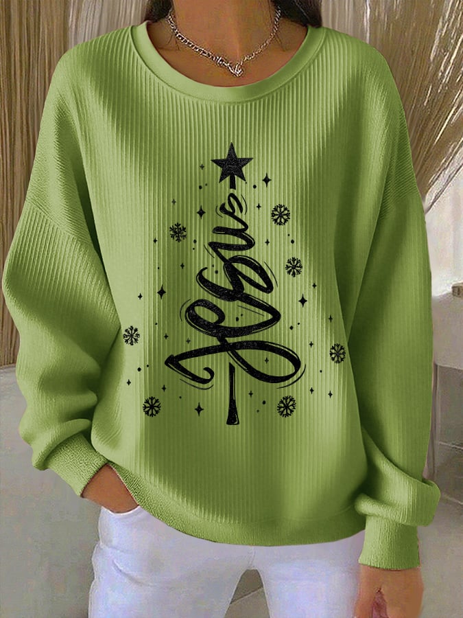 Retro Christmas Jesus Print Sweatshirt