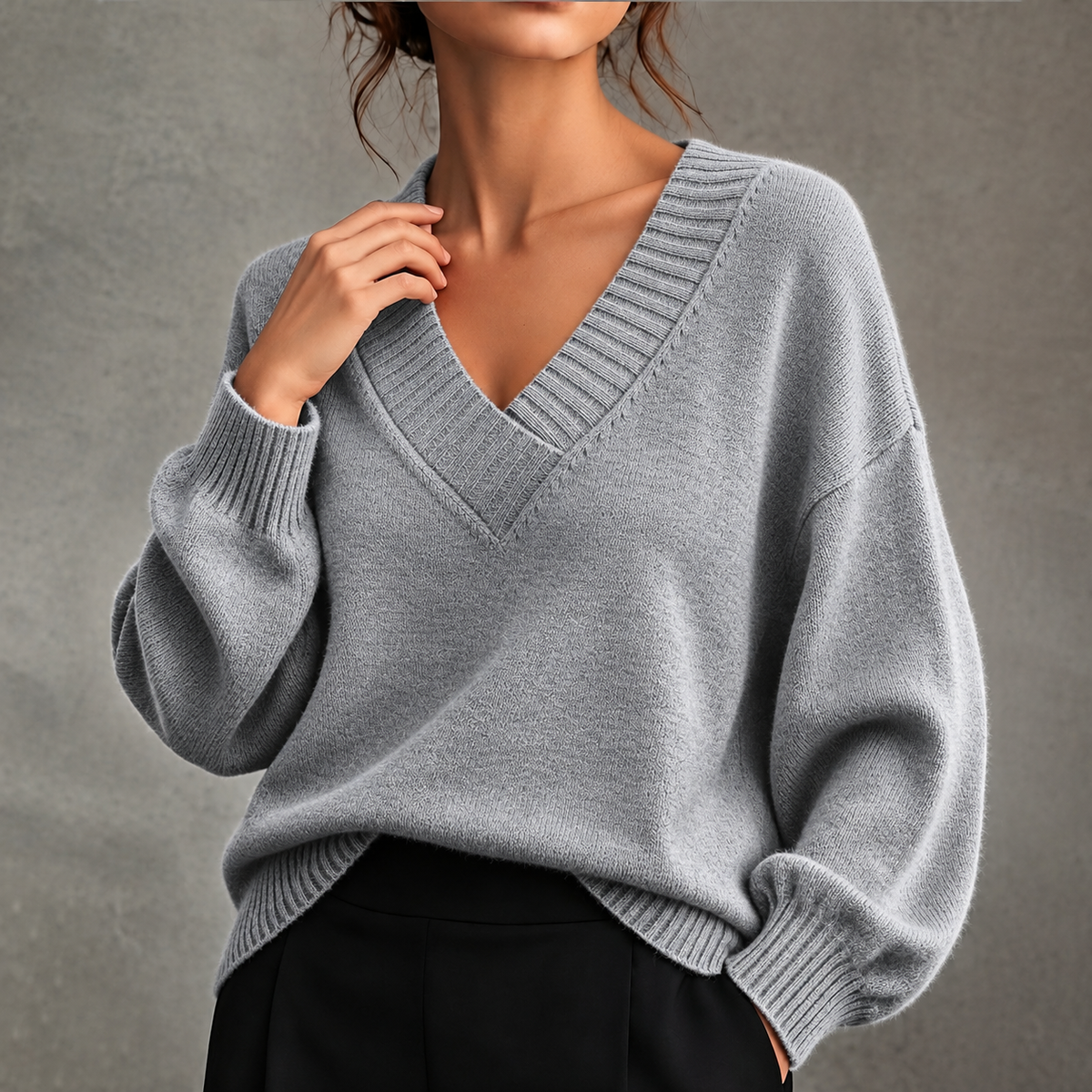 Retro V-neck Pullover Knit Sweater