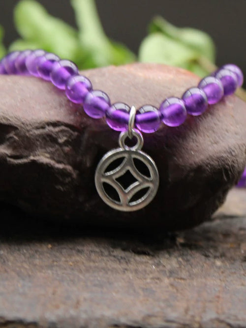Alzheimer's Disease Natural Purple Crystal Bracelet
