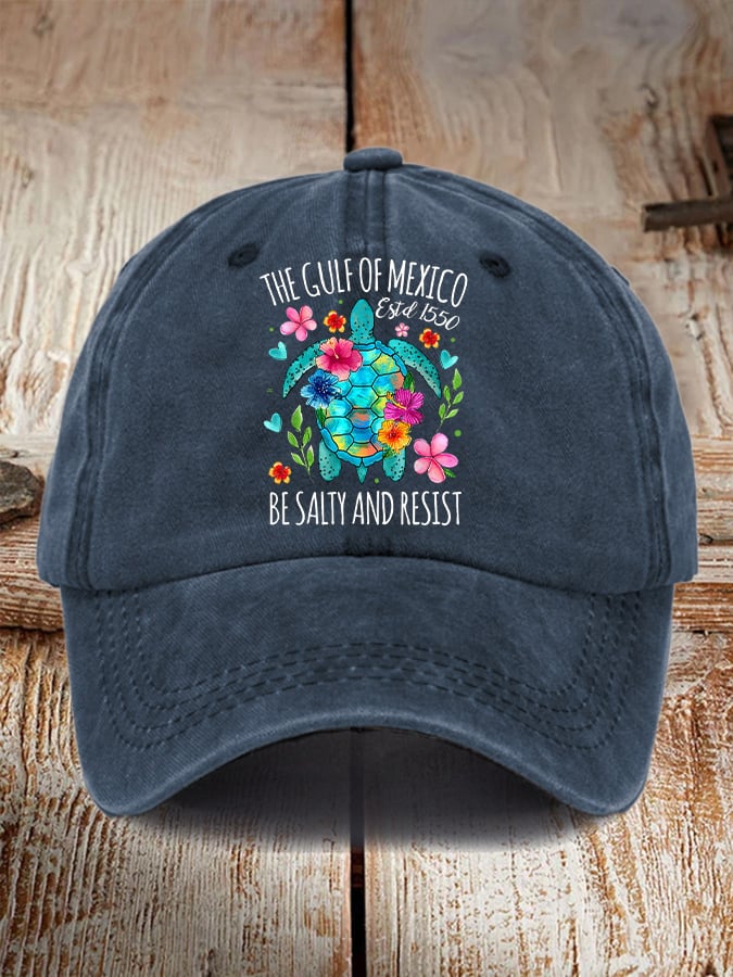 Vintage Gulf Of Mexico Print Baseball Cap