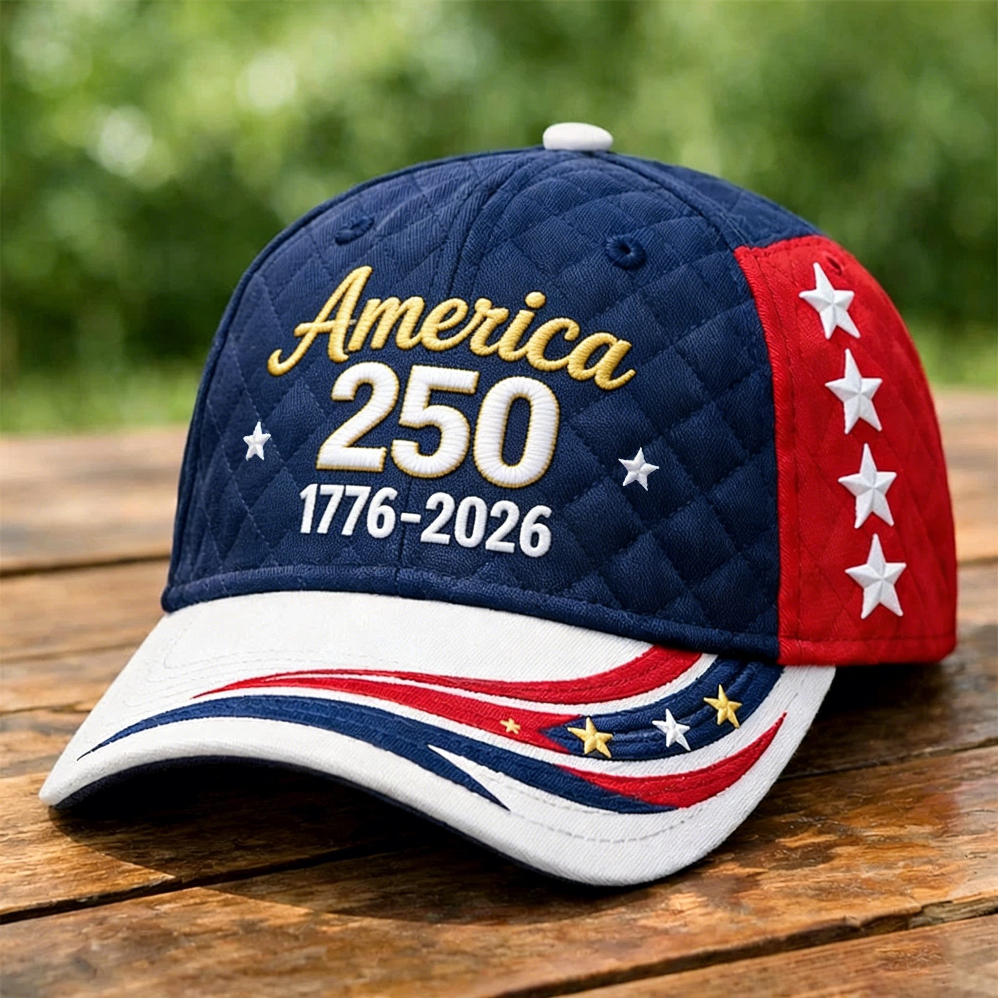 Unisex casual hat with a 250th anniversary of the United States commemorative print.