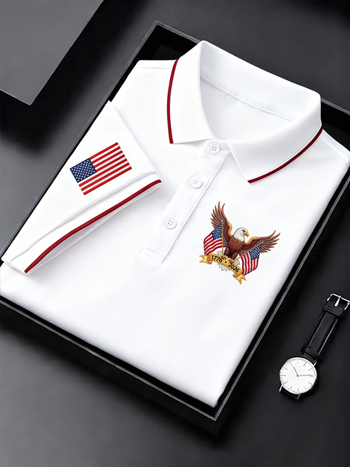 Men's Vintage America 250th Anniversary Print Polo Shirt