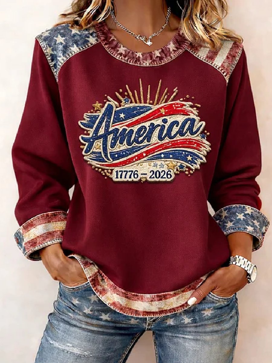 Women's casual hoodie with American 250th anniversary print