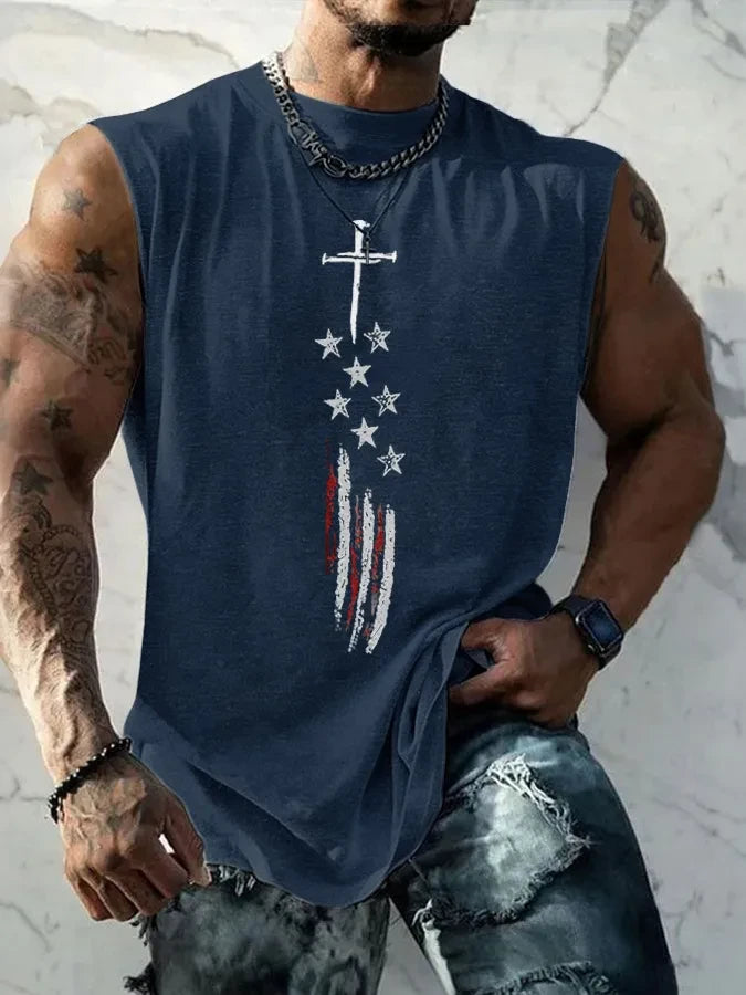 Men'S Sleeveless Casual Cotton And Linen T-Shirt