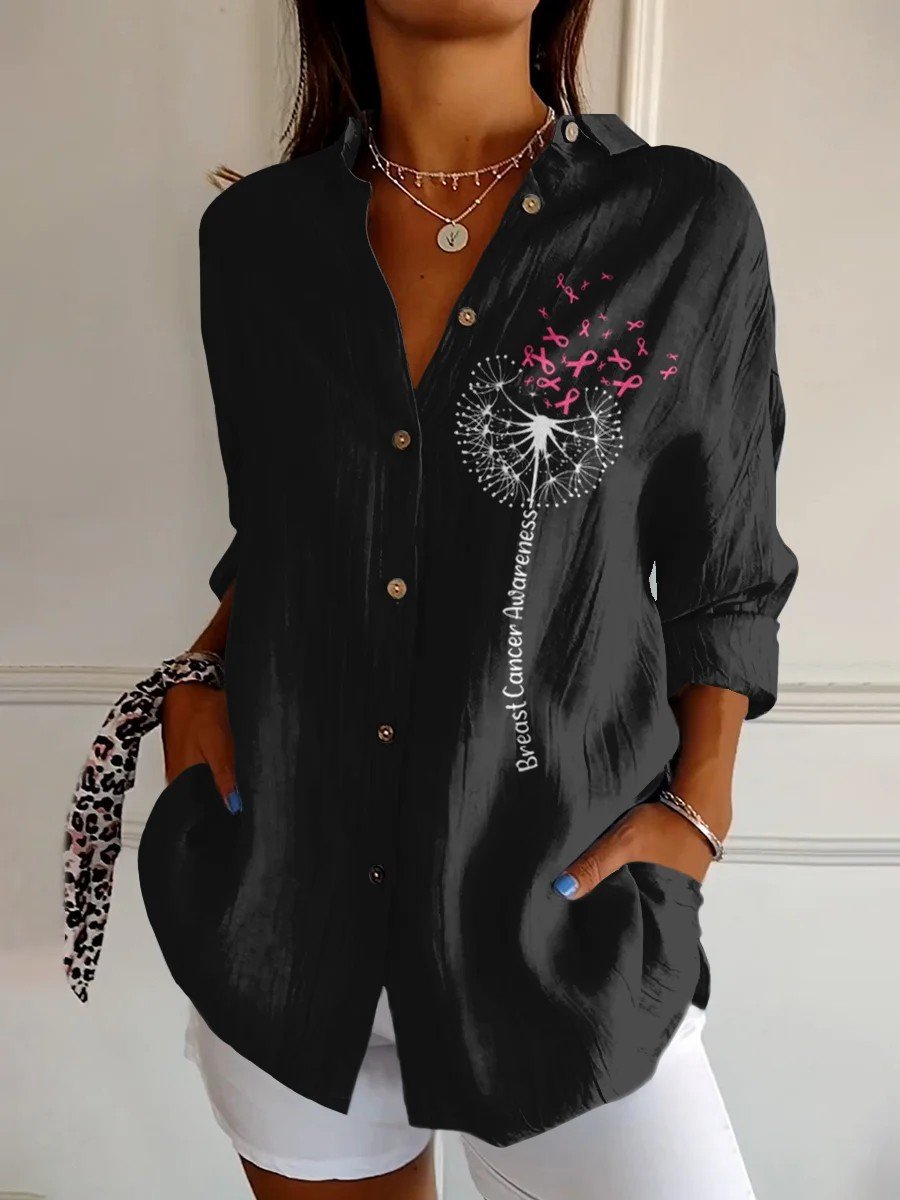 Women's Breast Cancer Awareness Month Pink Printed Casual Shirt