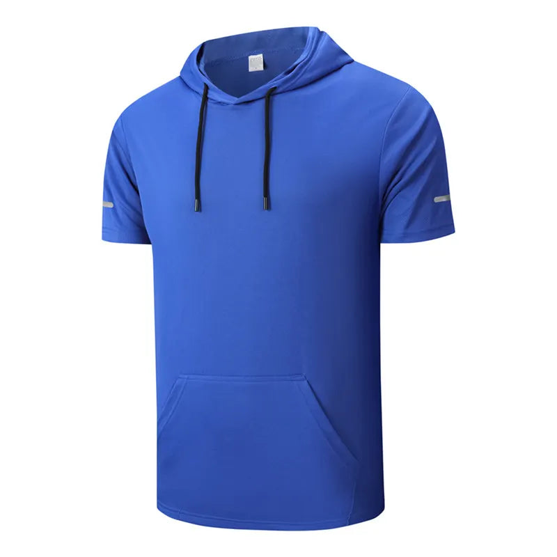 Men's Solid Color Short-Sleeve Sporty T-Shirt Hoodies