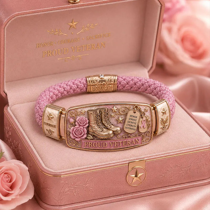 Proud Veteran Pink Floral Bracelet