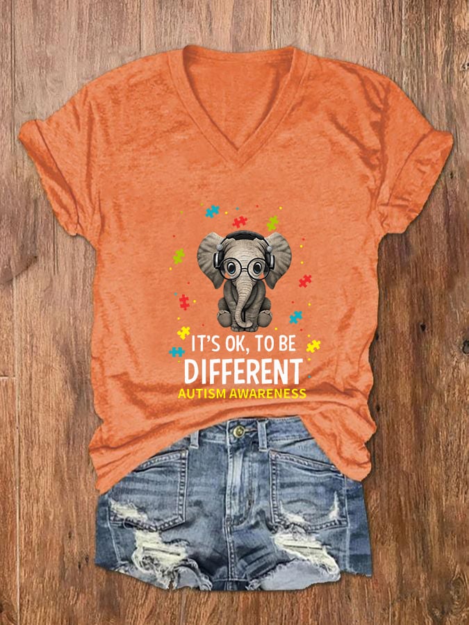 Women's It's Ok To Be Different V-Neck T-Shirt