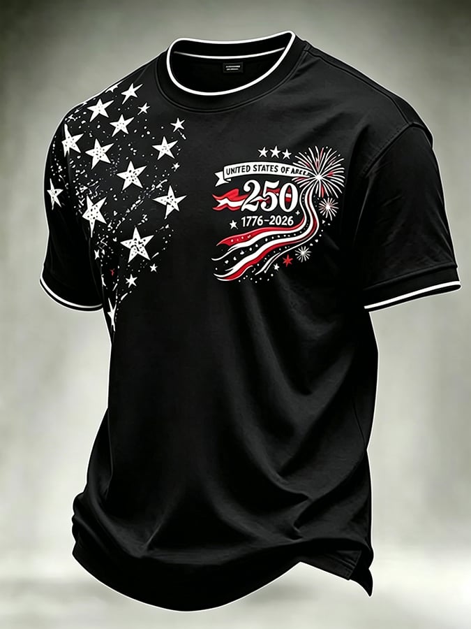 Men's 250th Anniversary Independence Day Art Printed Casual T-shirt