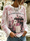 Women's Breast Cancer Halloween  Print Hoodie