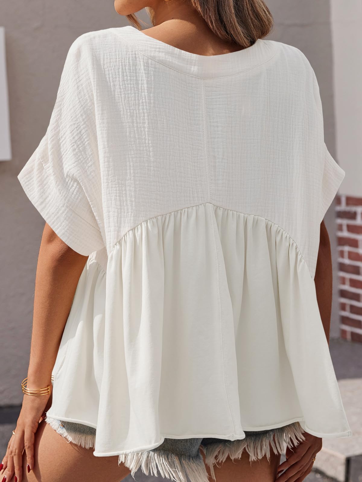 Summer Short-Sleeved Ruffled Babydoll Top