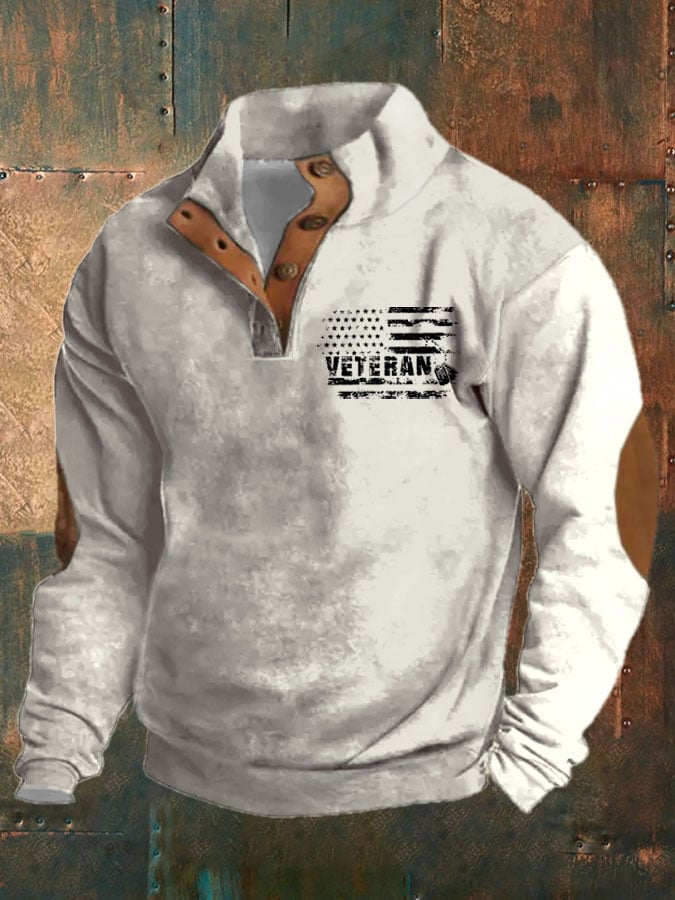 Men's Aintage Veteran Flag Print Sweatshirt