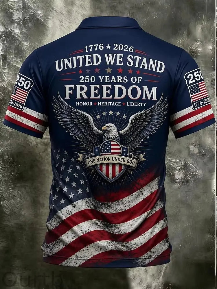 250th Anniversary Patriotic American Flag Polo Shirt