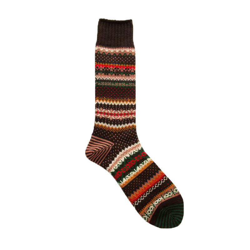 Soft Warm Retro Tribal Rainbow Contrasting Socks