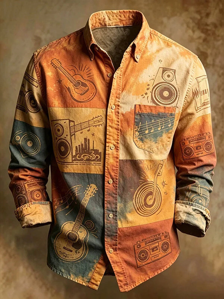 Men's Hipster Music Influences Art Print Long Sleeve Shirt