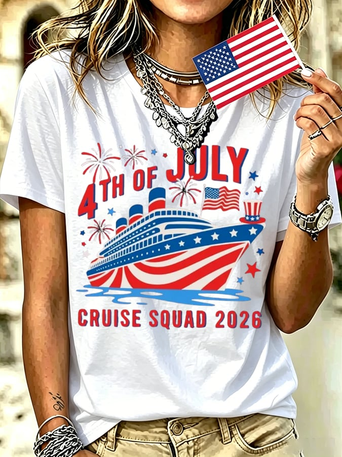 Women's 4th Of July Cruise Squad 2026 Print T-shirt