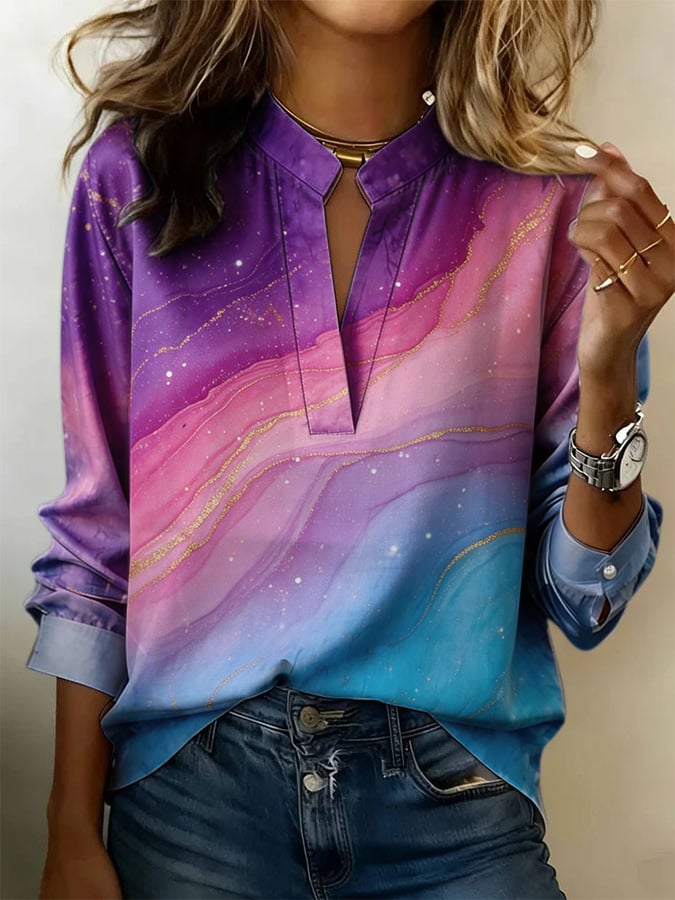 Women's Casual Retro Purple Artistic Cotton Linen Shirt