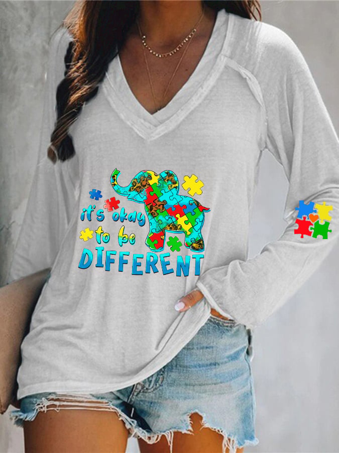 Women's It's Ok To Be Different V-neck T-shirt