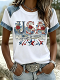 Women'S American Independence Day 250Th Anniversary Printed Short Sleeved T-Shirt