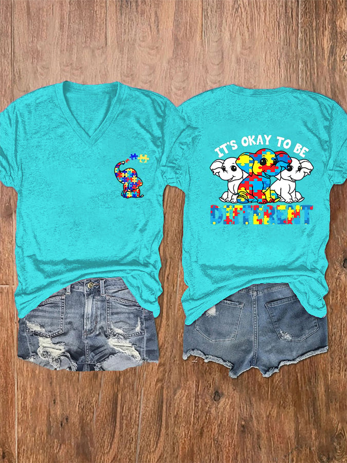 Women's It's Ok To Be Different V-Neck T-Shirt