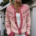 Women's Breast Cancer Awareness Month Rose Heart Graphic Icelandic Cardigan