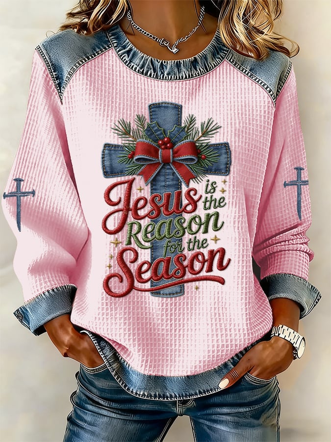 Women's casual Christmas Jesus seasonal sweatshirt