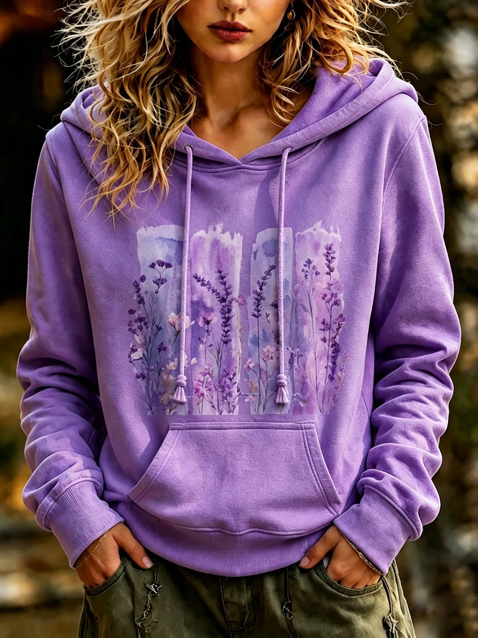 Women's Retro Bohemian Floral Print Hooded Sweatshirt