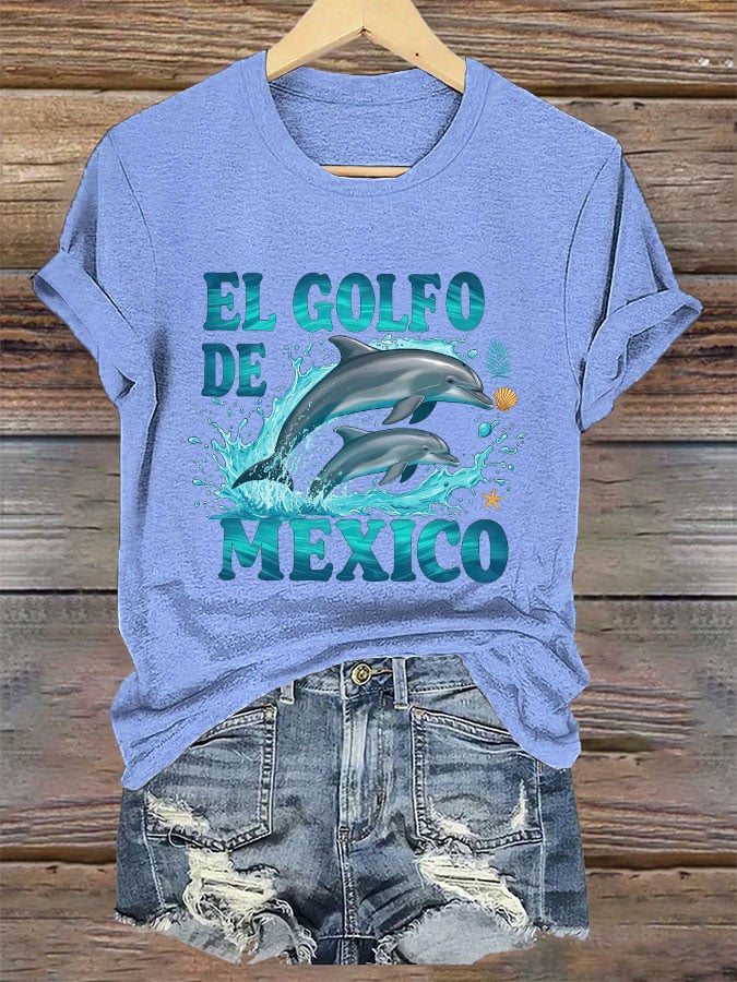 Women's "The Gulf of Mexico" Dolphin Print T-Shirt