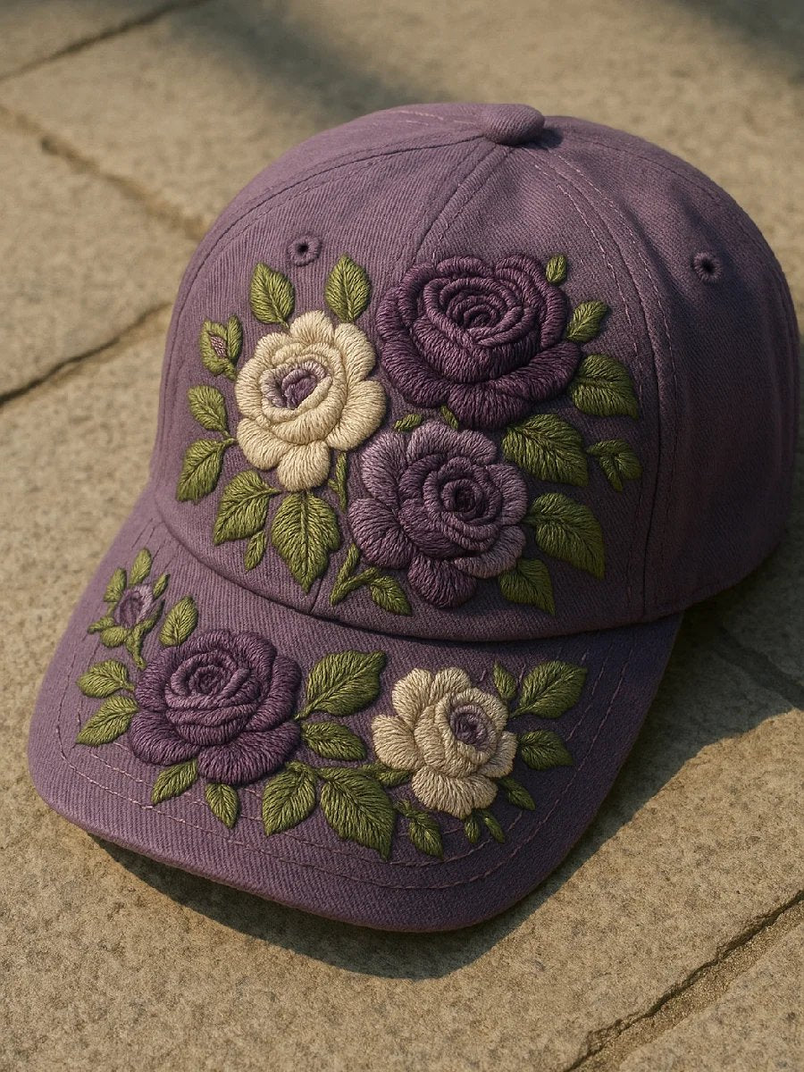Purple Floral Print Baseball Cap