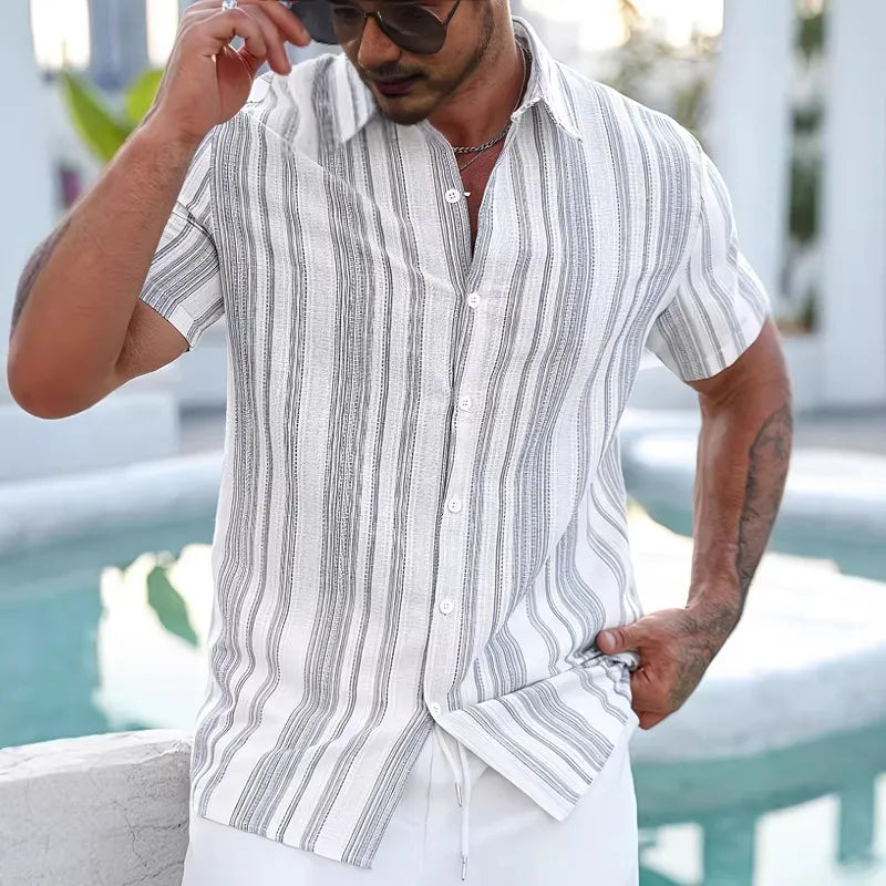 Men's slim short-sleeved collared shirt